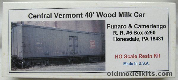 Funaro & Camerlengo 1/87 40' Wood Milk Car (Reefer- Refrigerator Car) - Central Vermont - Resin HO Craftsman Kit, 6730 plastic model kit